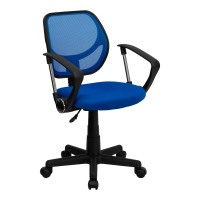 Flash Furniture Mid-Back Blue Mesh Task Chair and Computer Chair with Arms WA-3074-BL-A-GG