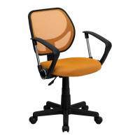 Flash Furniture Mid-Back Orange Mesh Task Chair and Computer Chair with Arms WA-3074-OR-A-GG