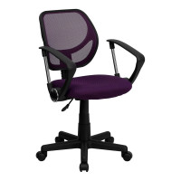 Flash Furniture Mid-Back Purple Mesh Task Chair and Computer Chair with Arms WA-3074-PUR-A-GG