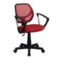 Flash Furniture Mid-Back Red Mesh Task Chair and Computer Chair with Arms WA-3074-RD-A-GG