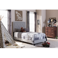 Baxton Studio WA1212-Twin-Grey Paris Upholstered Twin Size Tufting Bed