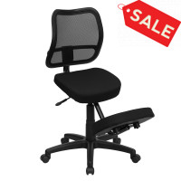 Flash Furniture Black Fabric Ergonomic Kneeling Chair with Mesh Back WL-3425-GG
