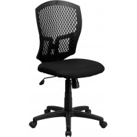 Flash Furniture Mid-Back Designer Back Task Chair with Padded Fabric Seat WL-3958SYG-BK-GG