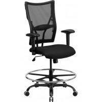 Flash Furniture HERCULES Series 400 lb. Capacity Big & Tall Black Mesh Drafting Stool with Arms WL-5029SYG-AD-GG