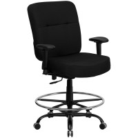 Flash Furniture Hercules Series 500 lb. Capacity Big and Tall Black Fabric Office Chair with Arms and Extra WIDE Seat WL-715MG-BK-A-GG