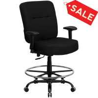 Flash Furniture Hercules Series 500 lb. Capacity Big and Tall Black Fabric Office Chair with Arms and Extra WIDE Seat WL-715MG-BK-A-GG