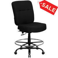 Flash Furniture Hercules Series 500 lb. Capacity Big and Tall Black Fabric Office Chair with Extra WIDE Seat WL-715MG-BK-GG