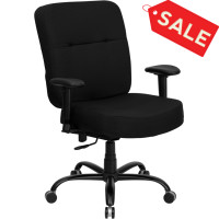 Flash Furniture Hercules Series 500 lb. Capacity Big & Tall Black Fabric Office Chair with Arms and Extra WIDE Seat WL-735SYG-BK-A-GG
