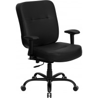 Flash Furniture Hercules Series 500 lb. Capacity Big and Tall Black Leather Office Chair with Arms and Extra WIDE Seat WL-735SYG-BK-LEA-A-GG