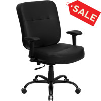 Flash Furniture Hercules Series 500 lb. Capacity Big and Tall Black Leather Office Chair with Arms and Extra WIDE Seat WL-735SYG-BK-LEA-A-GG