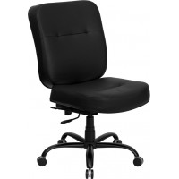 Flash Furniture Hercules Series 500 lb. Capacity Big & Tall Black Leather Office Chair with Extra WIDE Seat WL-735SYG-BK-LEA-GG