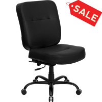 Flash Furniture Hercules Series 500 lb. Capacity Big & Tall Black Leather Office Chair with Extra WIDE Seat WL-735SYG-BK-LEA-GG