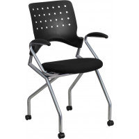 Flash Furniture Mobile Nesting Chair with Arms and Black Fabric Seat WL-A224V-A-GG