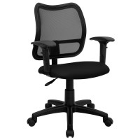 Flash Furniture Mid-Back Mesh Task Chair with Black Fabric Seat and Arms WL-A277-BK-A-GG
