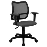 Flash Furniture Mid-Back Mesh Task Chair with Gray Fabric Seat and Arms WL-A277-GY-A-GG