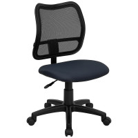 Flash Furniture Mid-Back Mesh Task Chair with Navy Blue Fabric Seat WL-A277-NVY-GG