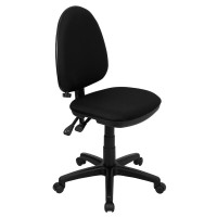 Flash Furniture Mid-Back Black Fabric Multi-Functional Task Chair with Adjustable Lumbar Support WL-A654MG-BK-GG