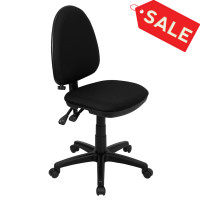 Flash Furniture Mid-Back Black Fabric Multi-Functional Task Chair with Adjustable Lumbar Support WL-A654MG-BK-GG