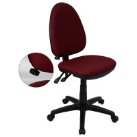 Flash Furniture Mid-Back Burgundy Fabric Multi-Functional Task Chair with Adjustable Lumbar Support WL-A654MG-BY-GG