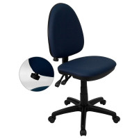 Flash Furniture Mid-Back Navy Blue Fabric Multi-Functional Task Chair with Adjustable Lumbar Support WL-A654MG-NVY-GG