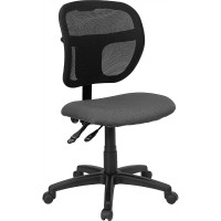 Flash Furniture Mid-Back Mesh Task Chair with Gray Fabric Seat WL-A7671SYG-GY-GG