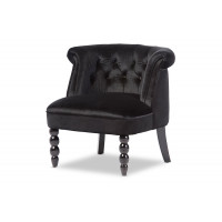 Baxton Studio WS-GK756-Black Flax Victorian Style Contemporary Black Velvet Accent Chair
