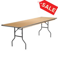 Flash Furniture 30'' x 96'' Rectangular HEAVY DUTY Birchwood Folding Banquet Table with METAL Edges and Protective Corner Guards XA-3096-BIRCH-M-GG