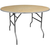 Flash Furniture 48'' Round HEAVY DUTY Birchwood Folding Banquet Table with METAL Edges XA-48-BIRCH-M-GG