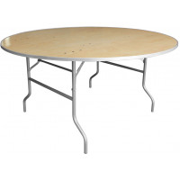 Flash Furniture 60'' Round HEAVY DUTY Birchwood Folding Banquet Table with METAL Edges XA-60-BIRCH-M-GG