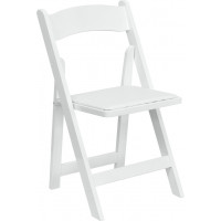 Flash Furniture XF-2901-WH-WOOD-GG Hercules Series White Wood Folding Chair with Vinyl Padded Seat