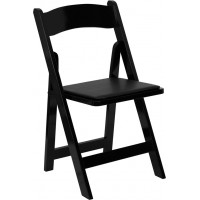 Flash Furniture Hercules Series Black Wood Folding Chair with Vinyl Padded Seat XF-2902-BK-WOOD-GG