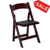 Flash Furniture  XF-2903-MAH-WOOD-GG Hercules Series Mahogany Wood Folding Chair with Vinyl Padded Seat