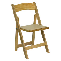Flash Furniture XF-2903-NAT-WOOD-GG Hercules Series Natural Wood Folding Chair with Vinyl Padded Seat