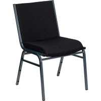 Flash Furniture Hercules Series Heavy Duty, 3'' Thickly Padded, Black Patterned Upholstered Stack Chair XU-60153-BK-GG