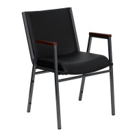 Flash Furniture Hercules Series Heavy Duty, 3'' Thickly Padded, Black Vinyl Upholstered Stack Chair with Arms XU-60154-BK-VYL-GG