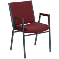 Flash Furniture Hercules Series Heavy Duty, 3'' Thickly Padded, Burgundy Patterned Upholstered Stack Chair with Arms XU-60154-BY-GG