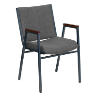 Flash Furniture Hercules Series Heavy Duty, 3'' Thickly Padded, Gray Upholstered Stack Chair with Arms XU-60154-GY-GG