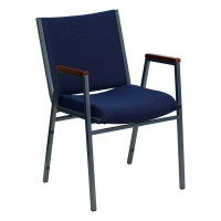 Flash Furniture Hercules Series Heavy Duty, 3'' Thickly Padded, Navy Patterned Upholstered Stack Chair with Arms XU-60154-NVY-GG