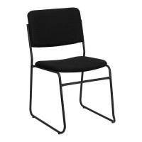 Flash Furniture Hercules Series 1000 lb. Capacity High Density Black Fabric Stacking Chair with Sled Base XU-8700-BLK-B-30-GG