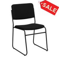 Flash Furniture Hercules Series 1000 lb. Capacity High Density Black Fabric Stacking Chair with Sled Base XU-8700-BLK-B-30-GG