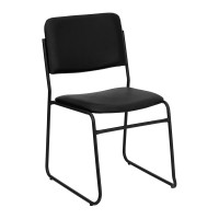 Flash Furniture Hercules Series 1500 lb. Capacity High Density Black Vinyl Stacking Chair with Sled Base XU-8700-BLK-B-VYL-30-GG