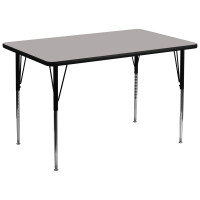 Flash Furniture 24''W x 48''L Rectangular High Pressure Activity Table Grey Laminate  XU-A2448-REC-GY-H-A-GG