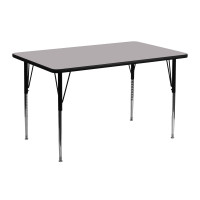 Flash Furniture 24''W x 48''L Rectangular Activity Table with Grey Thermal Laminate XU-A2448-REC-GY-T-A-GG