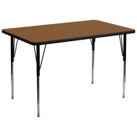 Flash Furniture 24''W x 48''L Rectangular High Pressure Activity Table Oak Laminate w/  Adjustable Legs XU-A2448-REC-OAK-H-A-GG