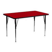 Flash Furniture 24''W x 48''L Rectangular Activity Table w/ Red Thermal Laminate w/ Adjustable Legs XU-A2448-REC-RED-T-A-GG