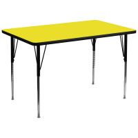 Flash Furniture 24''W x 48''L Rectangular High Pressure Activity Table Yellow Laminate w/ Adjustable Legs XU-A2448-REC-YEL-H-A