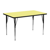 Flash Furniture 24''W x 48''L Rectangular Activity Table w/ Yellow Thermal Laminate w/ Adjustable Legs XU-A2448-REC-YEL-T-A-GG