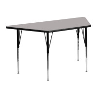 Flash Furniture 24''W x 48''L Trapezoid Activity Table High Pressure Grey Laminate w/ Adjustable Legs XU-A2448-TRAP-GY-H-A-GG