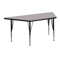 Flash Furniture 24''W x 48''L Trapezoid Activity Table w/ Grey Laminate w/ Adjustable Legs XU-A2448-TRAP-GY-H-P-GG