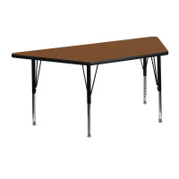 Flash Furniture 24''W x 48''L Trapezoid Activity Table High Pressure Oak Laminate w/ Adjustable Legs XU-A2448-TRAP-OAK-H-P-GG